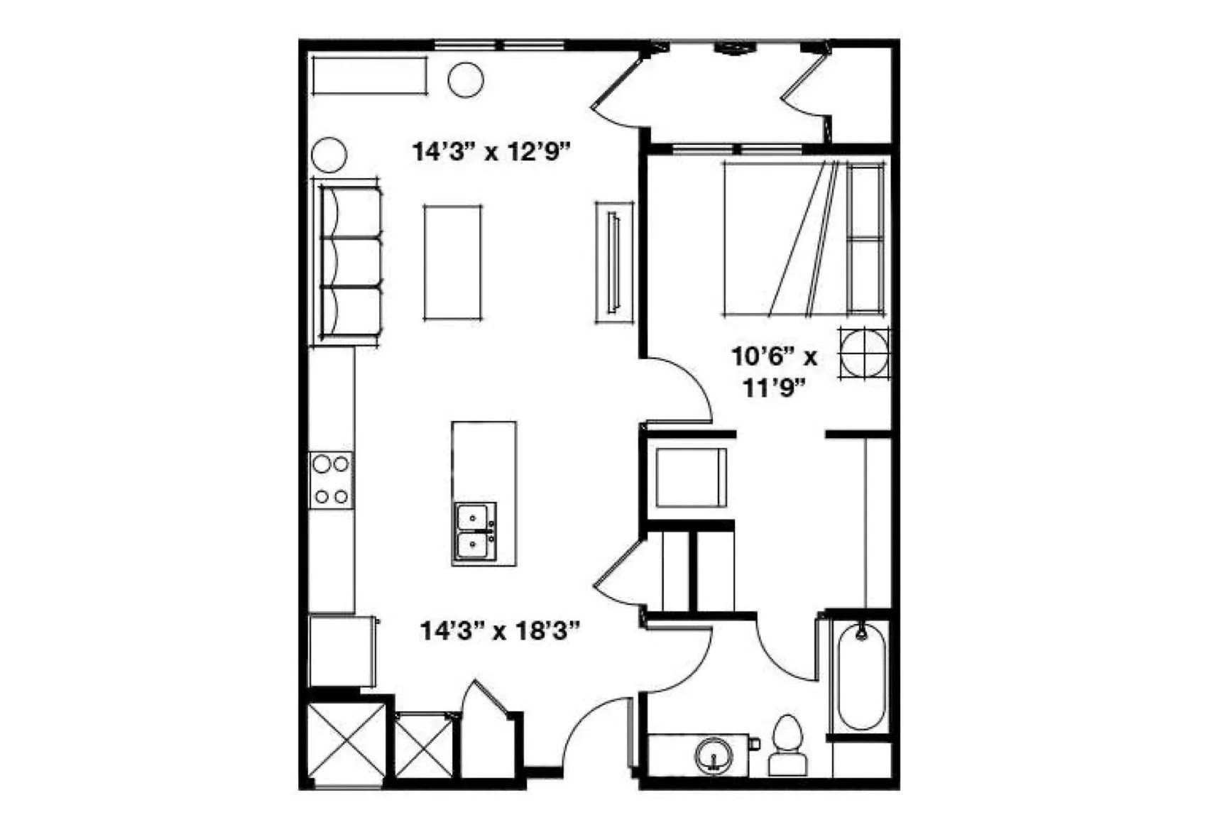 1x1 G floor plan